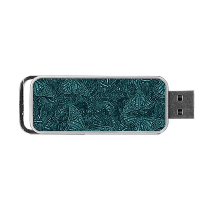 Dark Teal Butterfly Pattern Portable USB Flash (Two Sides)