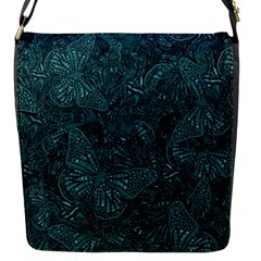 Dark Teal Butterfly Pattern Flap Closure Messenger Bag (s) by SpinnyChairDesigns