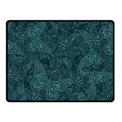 Dark Teal Butterfly Pattern Double Sided Fleece Blanket (small)  by SpinnyChairDesigns