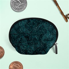 Dark Teal Butterfly Pattern Accessory Pouch (small) by SpinnyChairDesigns