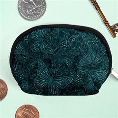 Dark Teal Butterfly Pattern Accessory Pouch (medium) by SpinnyChairDesigns