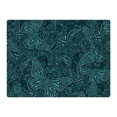 Dark Teal Butterfly Pattern Double Sided Flano Blanket (mini)  by SpinnyChairDesigns