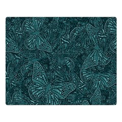 Dark Teal Butterfly Pattern Double Sided Flano Blanket (large)  by SpinnyChairDesigns