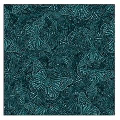 Dark Teal Butterfly Pattern Large Satin Scarf (square) by SpinnyChairDesigns