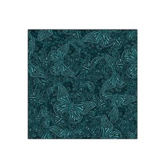 Dark Teal Butterfly Pattern Satin Bandana Scarf by SpinnyChairDesigns