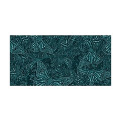 Dark Teal Butterfly Pattern Yoga Headband by SpinnyChairDesigns