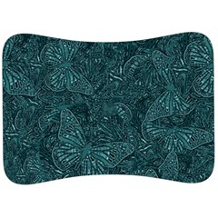 Dark Teal Butterfly Pattern Velour Seat Head Rest Cushion by SpinnyChairDesigns