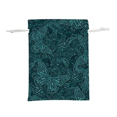 Dark Teal Butterfly Pattern Lightweight Drawstring Pouch (s) by SpinnyChairDesigns