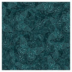 Dark Teal Butterfly Pattern Long Sheer Chiffon Scarf 