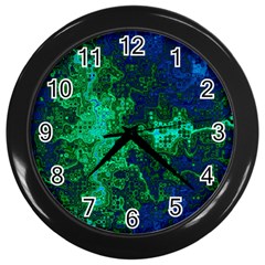 Abstract Green And Blue Techno Pattern Wall Clock (black)