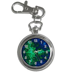 Abstract Green And Blue Techno Pattern Key Chain Watches by SpinnyChairDesigns