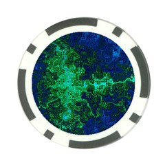 Abstract Green And Blue Techno Pattern Poker Chip Card Guard (10 Pack) by SpinnyChairDesigns