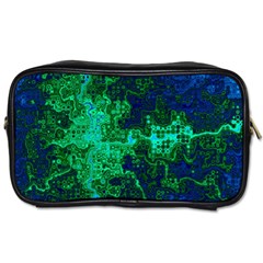 Abstract Green And Blue Techno Pattern Toiletries Bag (one Side) by SpinnyChairDesigns