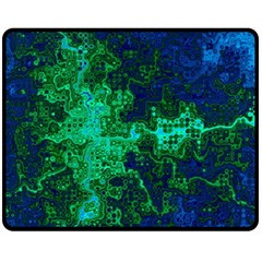 Abstract Green And Blue Techno Pattern Fleece Blanket (medium)  by SpinnyChairDesigns