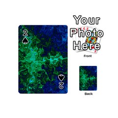 Abstract Green And Blue Techno Pattern Playing Cards 54 Designs (mini) by SpinnyChairDesigns