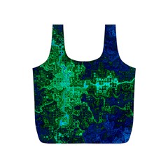 Abstract Green And Blue Techno Pattern Full Print Recycle Bag (s) by SpinnyChairDesigns