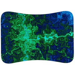 Abstract Green And Blue Techno Pattern Velour Seat Head Rest Cushion by SpinnyChairDesigns