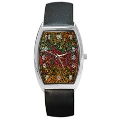 Stylish Fall Colors Camouflage Barrel Style Metal Watch by SpinnyChairDesigns