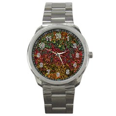 Stylish Fall Colors Camouflage Sport Metal Watch by SpinnyChairDesigns