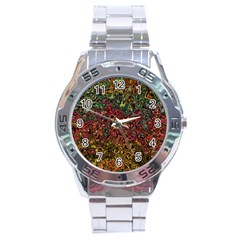 Stylish Fall Colors Camouflage Stainless Steel Analogue Watch by SpinnyChairDesigns