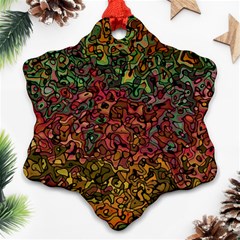 Stylish Fall Colors Camouflage Ornament (snowflake) by SpinnyChairDesigns