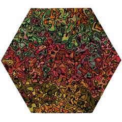 Stylish Fall Colors Camouflage Wooden Puzzle Hexagon by SpinnyChairDesigns