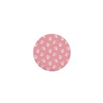 Animal Cat Dog Prints Pattern Pink White 1  Mini Buttons Front