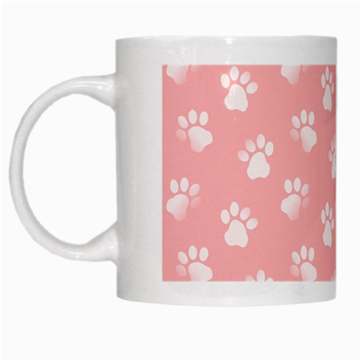 Animal Cat Dog Prints Pattern Pink White White Mugs