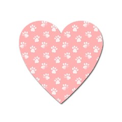 Animal Cat Dog Prints Pattern Pink White Heart Magnet by SpinnyChairDesigns