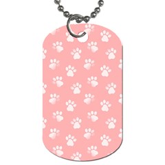 Animal Cat Dog Prints Pattern Pink White Dog Tag (two Sides) by SpinnyChairDesigns