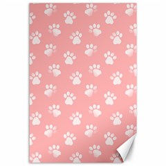 Animal Cat Dog Prints Pattern Pink White Canvas 24  X 36  by SpinnyChairDesigns