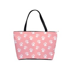 Animal Cat Dog Prints Pattern Pink White Classic Shoulder Handbag by SpinnyChairDesigns