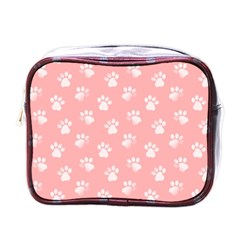 Animal Cat Dog Prints Pattern Pink White Mini Toiletries Bag (one Side) by SpinnyChairDesigns