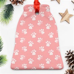 Animal Cat Dog Prints Pattern Pink White Ornament (bell) by SpinnyChairDesigns