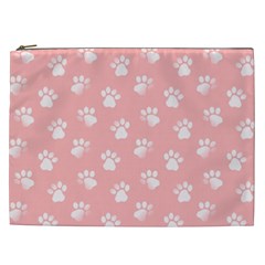 Animal Cat Dog Prints Pattern Pink White Cosmetic Bag (xxl) by SpinnyChairDesigns