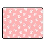 Animal Cat Dog Prints Pattern Pink White Double Sided Fleece Blanket (Small)  45 x34  Blanket Front