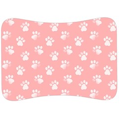 Animal Cat Dog Prints Pattern Pink White Velour Seat Head Rest Cushion by SpinnyChairDesigns