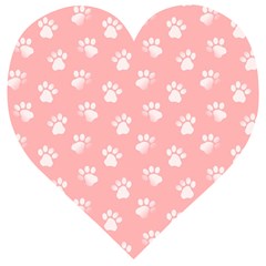 Animal Cat Dog Prints Pattern Pink White Wooden Puzzle Heart by SpinnyChairDesigns