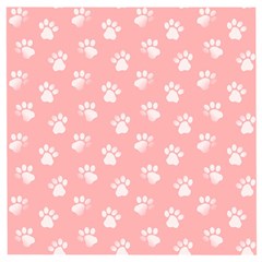 Animal Cat Dog Prints Pattern Pink White Wooden Puzzle Square by SpinnyChairDesigns