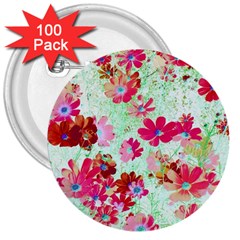  Cosmos Flowers Red 3  Buttons (100 Pack)  by DinkovaArt