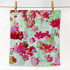  Cosmos Flowers Red Face Towel by DinkovaArt