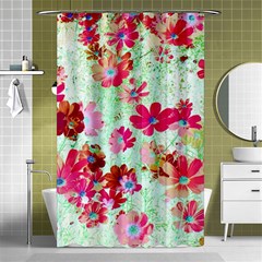  Cosmos Flowers Red Shower Curtain 48  X 72  (small)  by DinkovaArt