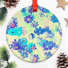 Cosmos Flowers Blue Ornament (round) by DinkovaArt