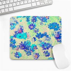 Cosmos Flowers Blue Large Mousepads by DinkovaArt