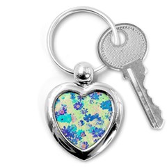 Cosmos Flowers Blue Key Chain (heart) by DinkovaArt