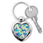 Cosmos Flowers blue Key Chain (Heart) Front