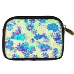 Cosmos Flowers blue Digital Camera Leather Case Back