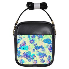 Cosmos Flowers Blue Girls Sling Bag by DinkovaArt