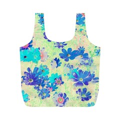 Cosmos Flowers Blue Full Print Recycle Bag (m) by DinkovaArt