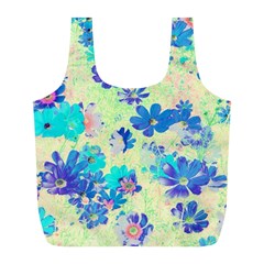 Cosmos Flowers Blue Full Print Recycle Bag (l) by DinkovaArt